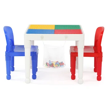 Пластиковый детский стол и 2 стула Humble Crew 2 в 1, белый, красный и синий