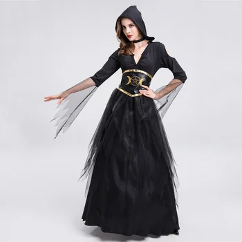 Платья для костюмов вампиров на Хэллоуин, Нарядная вечеринка для взрослых, Косплей черной злой ведьмы