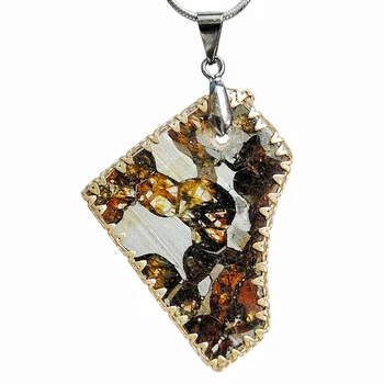 Подвеска с оливковым метеоритом Brenham, ожерелье с оливковым метеоритом, мужские и женские ювелирные изделия из натурального метеоритного материала