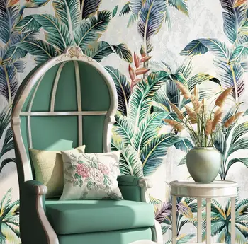 Пользовательские обои adesivo de parede в скандинавском стиле с тропическими растениями, цветочным рисунком и птичьим раем для гостиной, настенные обои, украшение дома