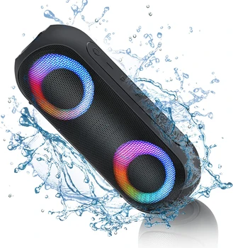 Портативные колонки Беспроводная связь Bluetooth (радиус действия 100 футов) с громким стереозвуком мощностью 30 Вт, водонепроницаемые динамики для душа IPX7, многоцветная RGB