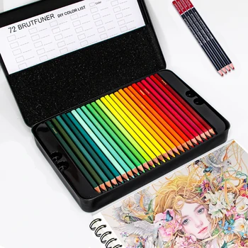 Профессиональный набор цветных карандашей 72/120/180 цветов, мягкие стержни на восковой основе, идеально подходящие для рисования художественных эскизов, растушевки в коробке