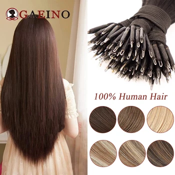 Прямые Нано-Наращивание Волос Настоящие Человеческие Волосы 2 # Темно-Коричневые Микрошлифованные Наращивание Волос Nano Link Extensions Для Салона Красоты 1G/Pc