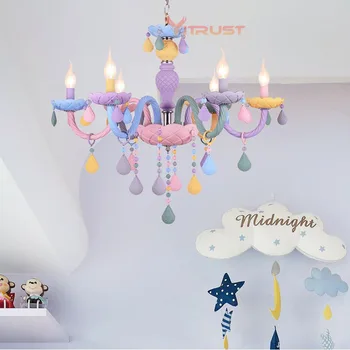 Радужная хрустальная люстра Для Детской комнаты, подвесной светильник 