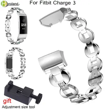 Ремешок для часов Fitbit Charge 3 Ремешок для наручных часов из нержавеющей стали с бриллиантами Ремешок для часов Repalcement Браслет Модные ремешки