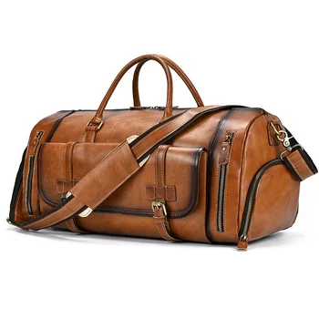 Ретро дорожные сумки, мужская дорожная сумка из натуральной кожи, сумки для багажа из воловьей кожи, сумка для выходных, Мужская сумка-мессенджер