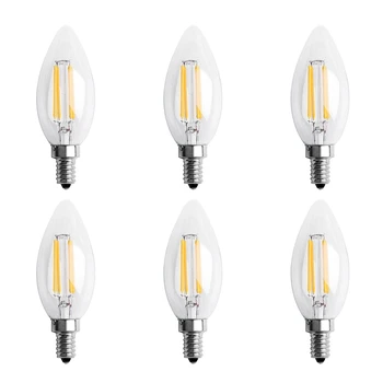 Розничная Продажа 6X Dimmable E12 4W COB Пламя свечи Накаливания Светодиодная Лампа Накаливания 10x3,5 см