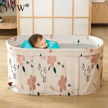 Роскошная Пластиковая Термосохраняющая Складная ванна С Прочным Круглым Утолщением для душа с принтом, Ведро для детского бассейна, ведро для ванной комнаты