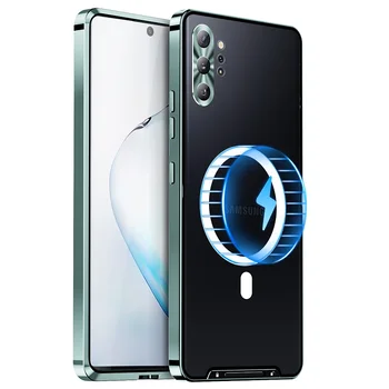 Роскошный металлический чехол для Samsung Galaxy Note 10 Plus 20, сверхмагнитный, сверхтонкий, противоударный чехол для беспроводной зарядки, сумка, чехол