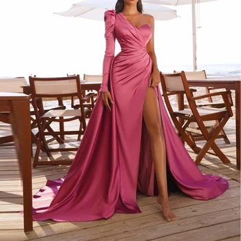 Свадебное вечернее платье с разрезом на одно плечо, Модное длинное платье для коктейля, Элегантное облегающее вечернее платье для новобрачных, Vestidos для выпускного вечера