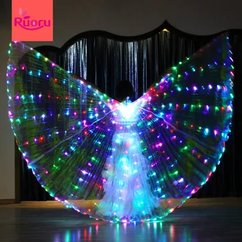 Светодиодный костюм Ruoru, светодиодные крылья Tron Star, Светящиеся костюмы для взрослых, Светящиеся крылья для шоу, танец, Загораются, Крылья Isis Открываются на 360 градусов