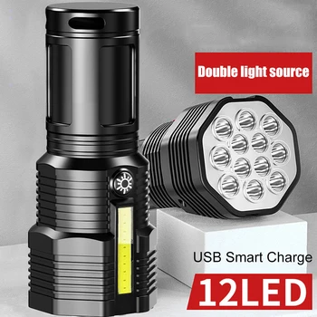 Светодиодный Мощный супер яркий фонарик с боковым светом COB, уличный портативный USB перезаряжаемый фонарик, фонарь для кемпинга