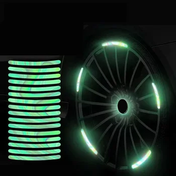 Светоотражающая Наклейка на ступицу колеса автомобиля Флуоресцентно-зеленая Творческая личность, Светоотражающие полосы на Ободе шины, Аксессуары для ночного вождения