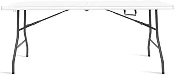 Складной, переносной пластиковый столик для пикника с закругленными углами 6 дюймов с ручкой, идеально подходит для обедов в помещении на открытом воздухе, белый