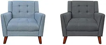 Современное тканевое кресло середины века, синий и ореховый