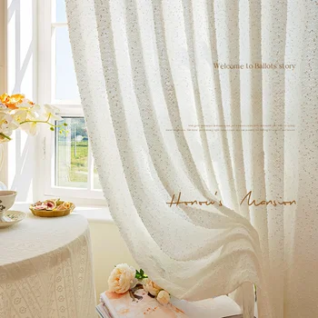 Современные романтические французские роскошные тюлевые шторы для гостиной, спальни, жаккардовый рельефный тюлевый занавес, перспективный тюль, прозрачный тюль