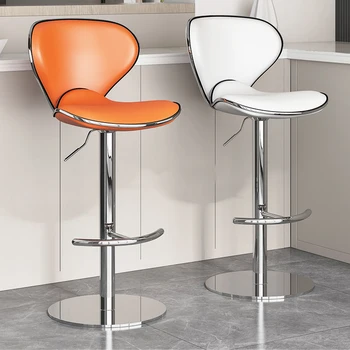 Современные стулья с акцентом в кожаном макияже, Минималистичный дизайнерский стул, Роскошный Высокий стул, Вращающийся Bancos De Bar, Библиотечная мебель YYY20XP