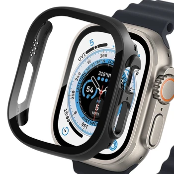 Стекло + чехол для Apple Watch Ultra 49 мм ремешок smartwatch PC Бампер + Защитная пленка для экрана Закаленное покрытие iwatch series Аксессуары для ремешков