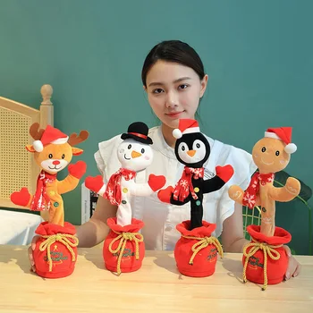 Танцующий Снеговик, Пингвин, кукла-Лось, Детские Электрические плюшевые игрушки, Рождественский подарок