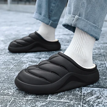 Теплые домашние тапочки Для мужчин, зимняя водонепроницаемая легкая обувь для пар, мягкая и удобная нескользящая обувь для прогулок для мужчин и женщин