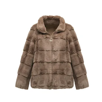 Укороченное шерстяное пальто из смеси соболиного меха, женское 2023, новинка осени/зимы, на молнии, универсальное меховое пальто