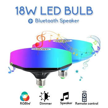 Умная светодиодная лампа Bluetooth RGBW E27 4.0, Аудиоколонки, Лампа с регулируемой Яркостью, Беспроводная Музыкальная лампа, Изменяющая цвет Окружающего освещения