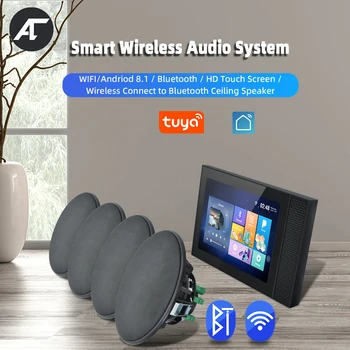 Умный 7-дюймовый Настенный Усилитель WiFi TUYA Alexa Android 8.1 Amp Звуковая Система для домашнего Кинотеатра с Bluetooth Стерео Потолочный Динамик Комплект