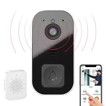 Умный Беспроводной Мини-видеодомофон с изменяемым звуком инфракрасного HD ночного видения с четким изображением Дверной звонок безопасности для домашнего офиса