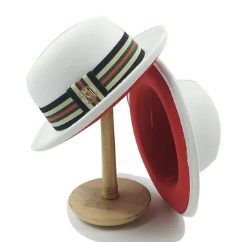 Фетровая шляпа для мужчин, джазовые шляпы, Женская шляпа, двусторонняя цветная кепка, аксессуары из перьев, ковбойская шляпа с загнутыми полями Оптом