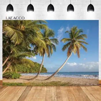 Фон для приморского пляжа Лаакко, Пляж для летних каникул, Тропический остров, Пальмы, Морские волны, Фон для портретной фотографии взрослых
