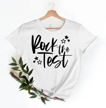 Футболка С буквенным принтом Rock The Test, Женская футболка для государственного тестирования Команды учителей, Женская Летняя Модная Женская футболка в стиле Харадзюку