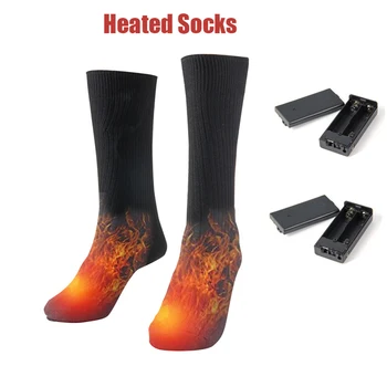 Хлопковые носки с подогревом 3 В для мужчин и женщин, чехол для батареек, зимняя грелка для ног, электрические носки, согревающие носки