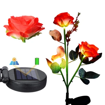 Цветок Розы Солнечный Свет Открытый Водонепроницаемый Садовый Цветочный светильник Газон Патио Двор Ландшафтное освещение Дома светодиодный Солнечный наружный светильник