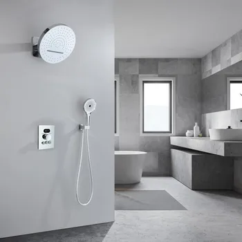 Цифровой встроенный настенный душ Термостатический душ Скрытый Водопадный душ Цифровой дисплей Холодный и горячий скрытый набор для душа