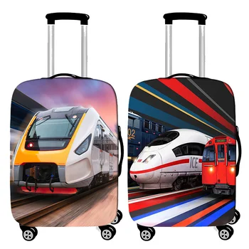 Чехол для багажа с рисунком экспресс-поезда, Утолщающий Эластичный чехол для багажа, от 19 до 32 дюймов, Чехол для чемодана, Пылезащитные чехлы, Аксессуары для путешествий