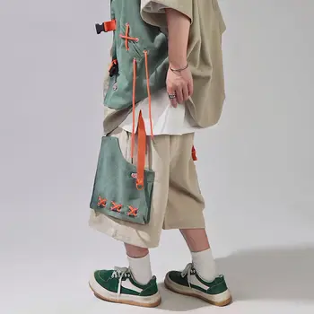 Шорты-карго в стиле хип-хоп HOUZHOU, мужские баскетбольные шорты, мужская одежда для пар большого размера, японская уличная одежда, летние карманы в стиле пэчворк