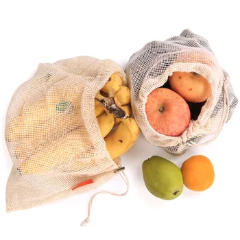 Эко Овощная Многоразовая сумка Хлопчатобумажные Сетчатые сумки Продуктовая сумка для Кухни Фруктовые Овощные сумки Многоразовая Хлопчатобумажная Хозяйственная сумка
