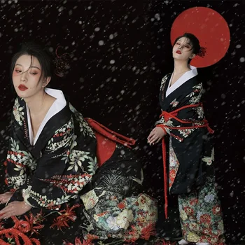 Японское традиционное кимоно юката, белое оби с принтом Юката хаори для ролевых игр на сцене, винтажная азиатская одежда