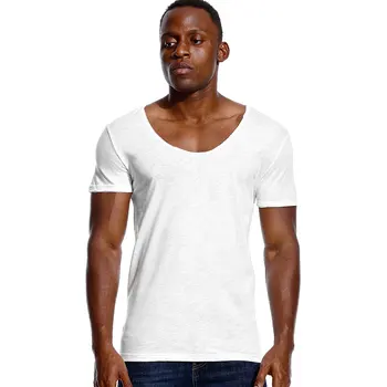 №2 A1221, Мужские стрейчевые футболки с V-образным вырезом, модная мужская футболка, Невидимый Повседневный Летний